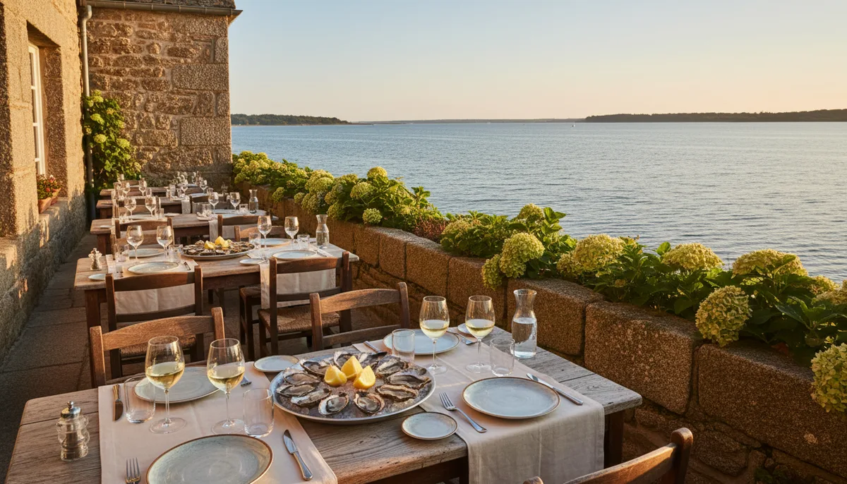 Restaurant La Cale de Mordreuc à Pleudihen-sur-Rance : table face à l'estuaire